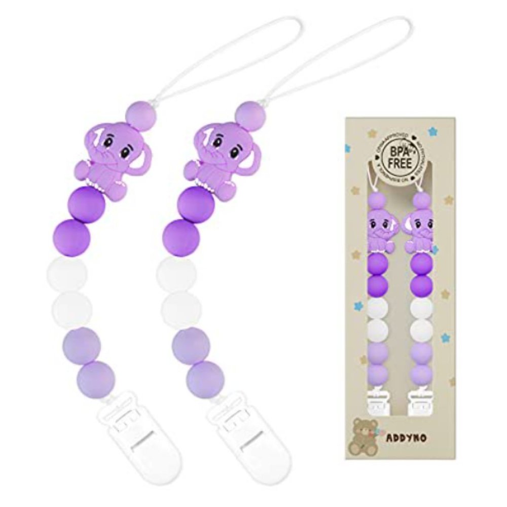 Food Grade Silicone Pacifier Clip Teether Teething Pain Relief Toy 2 Pack